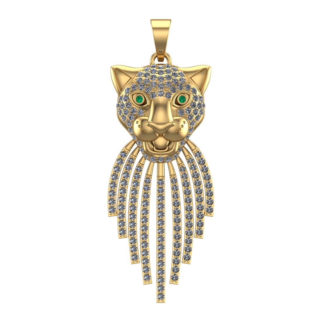 2.34 Ctw SI2/SI1 Diamond Prong Set 14k Yellow Gold Pandant (ALL DIAMOND ARE: Eye Daimond Weight :- 0.02 ctw Eye stone color :- Emerald setting :- Prong Total Daimond Weight :-2.32 Ctw Color : G-H Clarity : SI2/SI1 Setting : Prong Metal Weight : Approx 15.58 gram 14k Yellow Gol