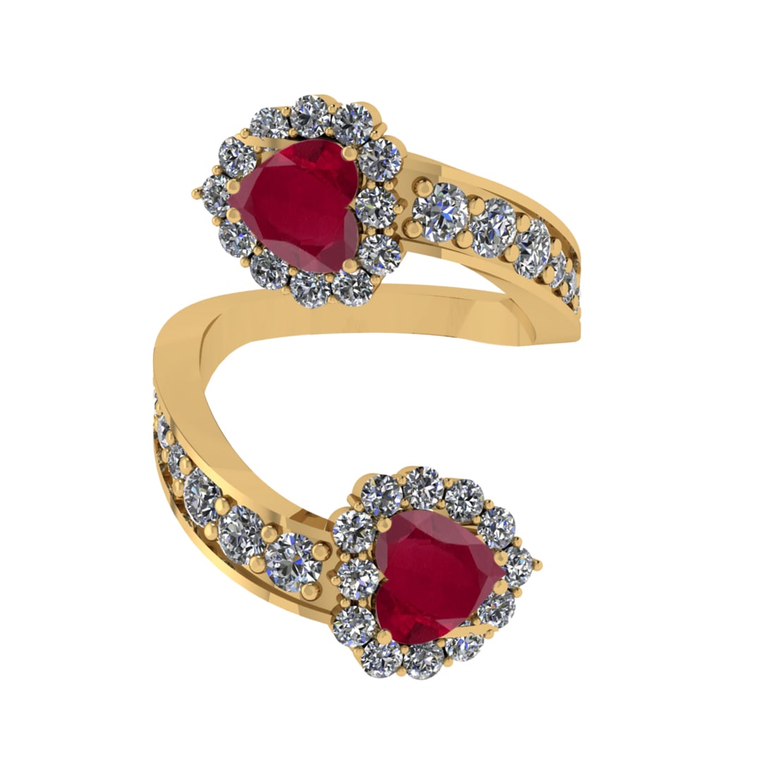 4.24 Ctw VS/SI1 Ruby and Diamond14K Yellow Gold Engagement Ring: Center Stone Weight : 2.00 Ctw (Heart Cut) Center Stone Color :-Ruby Center Stone Setting : Prong Side Diamond Weight Of Ctw 2.24 Ctw Color : J-K Clarity : VS/SI1 Stone Setting : Prong Metal Weight : 