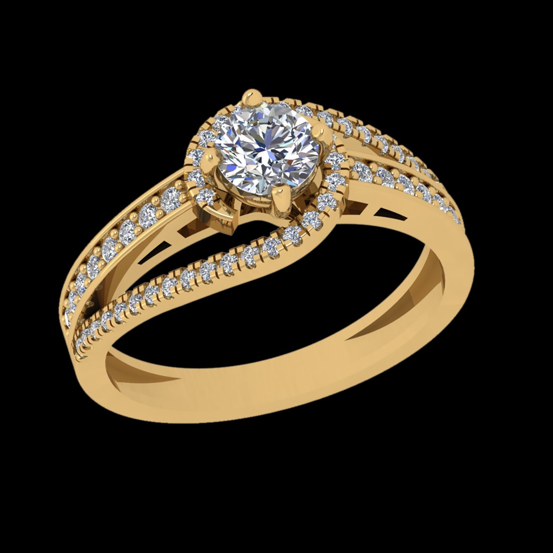 0.86 Ctw SI1/SI2Diamond Prong Set 10k Yellow Gold Engagement Ring (ALL DIAM: Center Daimond Weight :-0.50 Ctw ( Round Cut) Color : J-K Clarity : SI1/SI2 Side Diamond Weight Of Ctw 0.36 Ctw Color : J-K Clarity : SI1/SI2 Daimond Setting : Prong Metal Weight : Approx 3.63 gram 10