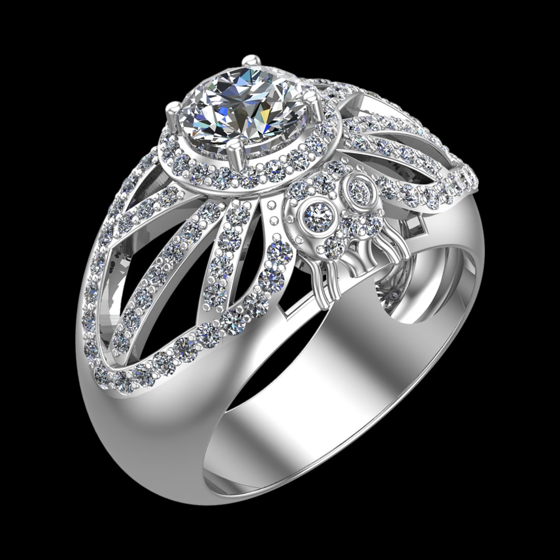 2.34 Ctw VS/SI1 Diamond Prong Set 10k white Gold Engagement Ring (ALL DIAMO: Center Daimond Weight :-1.30 Ctw ( Round Cut) Color : J-K Clarity : VS/SI1 Side Diamond Weight Of Ctw 1.04 Ctw Color : J-K Clarity : VS/SI1 Daimond Setting : Prong Metal Weight : Approx 11.48 gram 10k