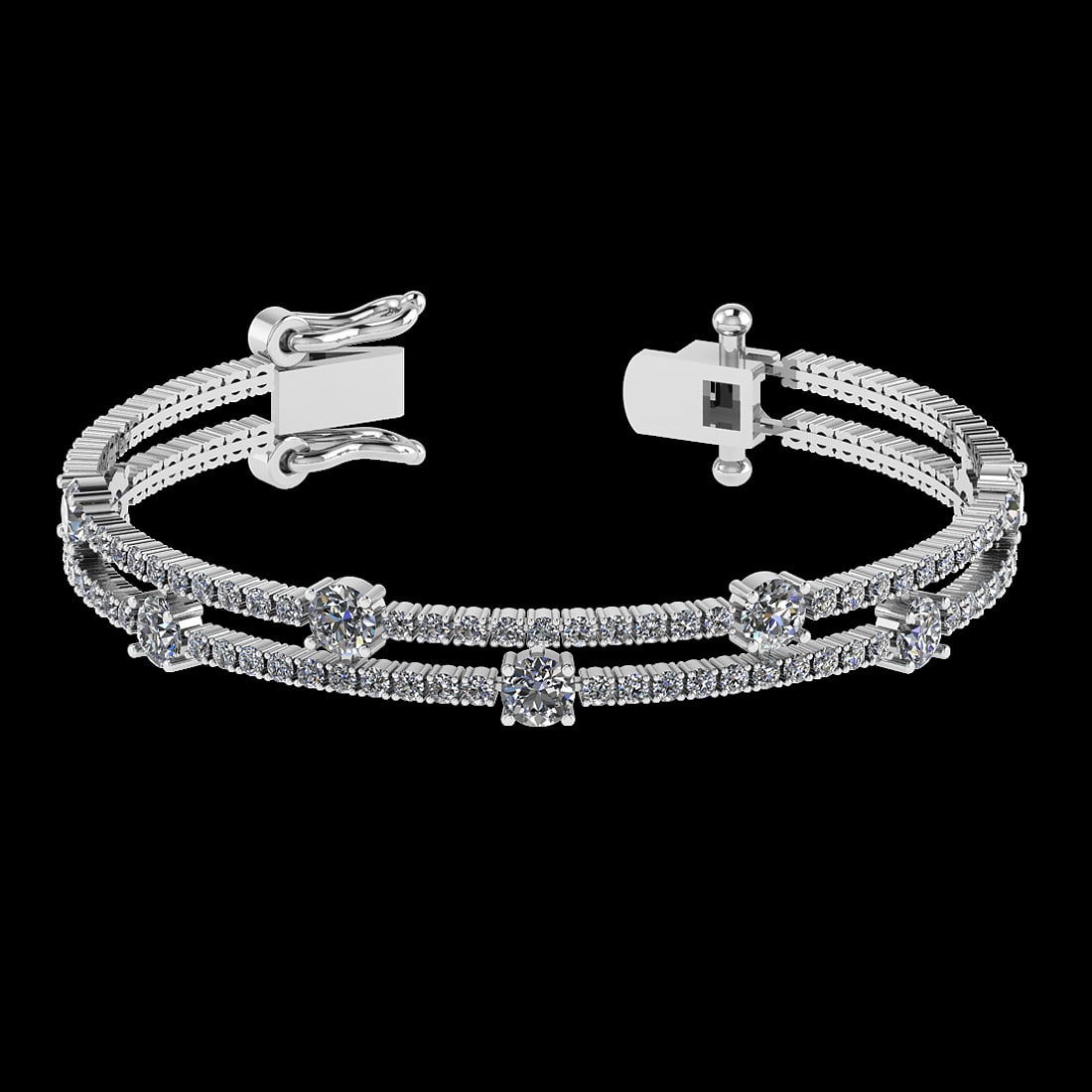 3.32 Ctw VS/SI1 Diamond Style 14K White Gold Bracelet (ALL DIAMOND ARE LAB: Center Diamond Weight : 0.78 Ctw ( Round Cut) Center Color :-J-K Center Stone Clarity :- VS/SI1 Center Stone Setting : Prong Side Stone Weight Of Ctw 2.54 Ctw Side Stone Color : J-K Stone Clarity : VS