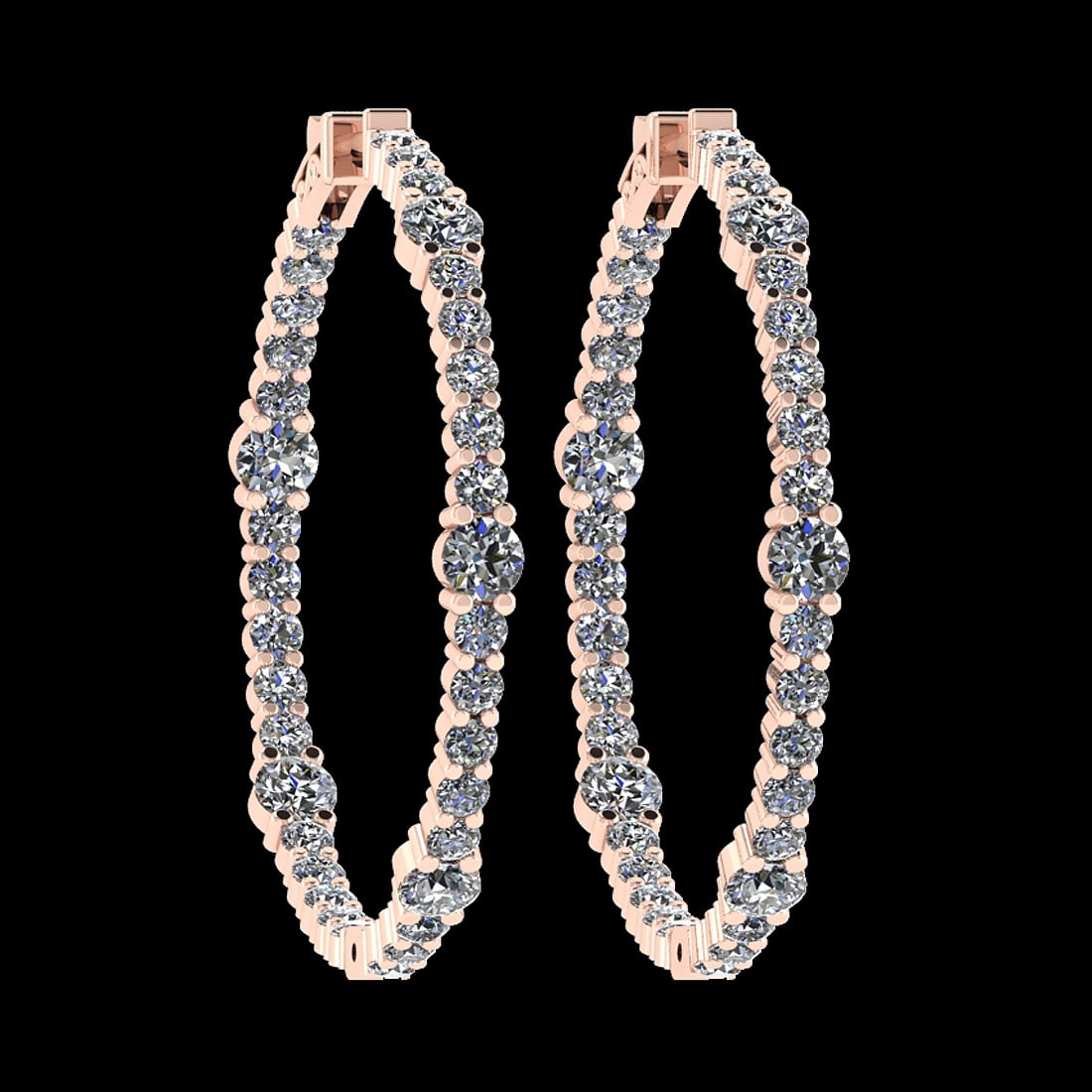 2.08 Ctw VS/SI1 Diamond 14K Rose Gold Hoop Earrings (ALL DIAMOND ARE LAB GR: Center Diamond Weight : 2.08 Ctw (Round Cut) Center Diamond Color :- J-K Center Clarity : VS/SI1 Stone Setting : Prong 14K Rose Gold Hoop Earrings (ALL DIAMOND ARE LAB GROWN ) Size:-1.26Inch #3SS73340