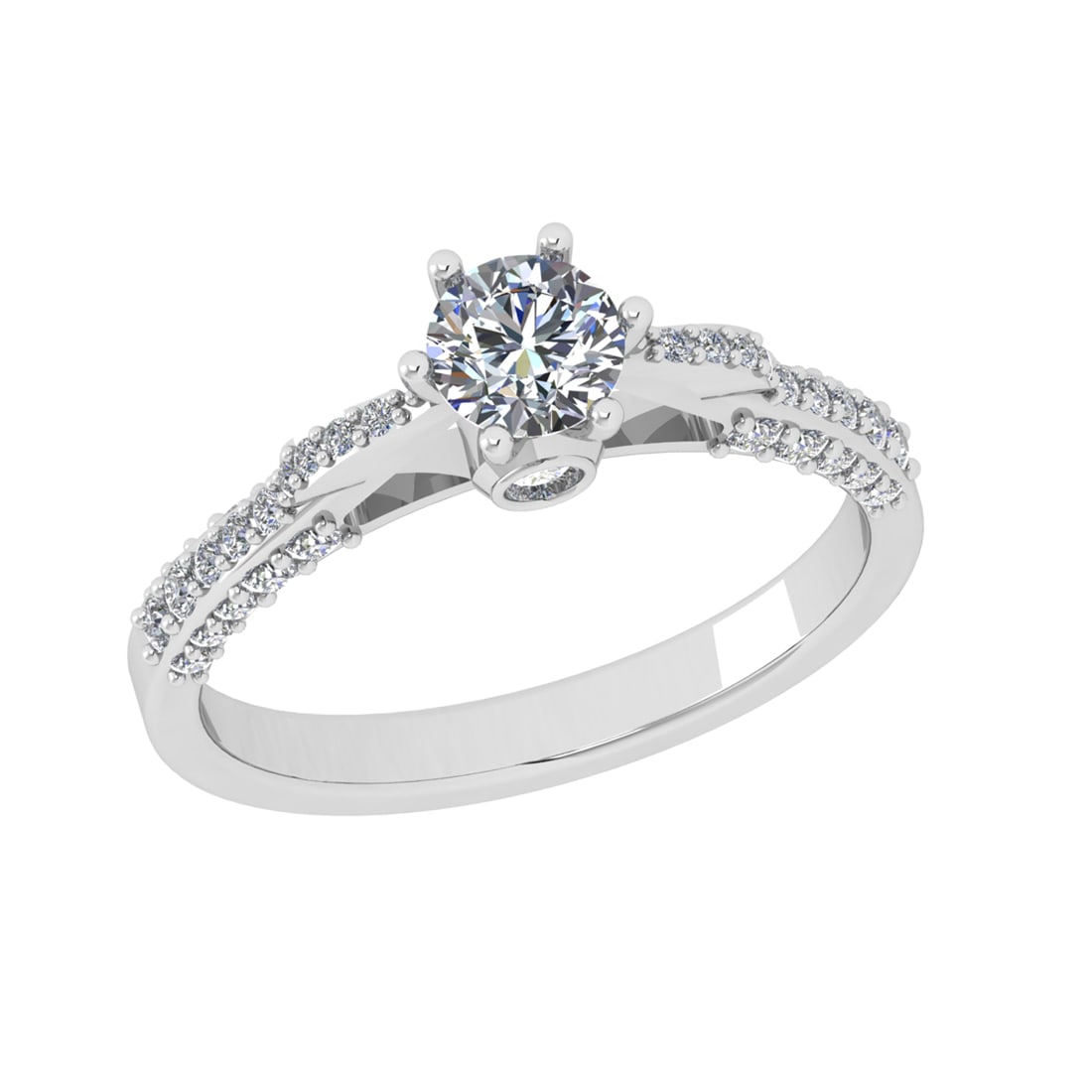 0.93 Ctw VS/SI1 Diamond Prong Set 14k white Gold Engagement Ring: Center Daimond Weight :-0.50 Ctw ( Round Cut) Color : G-H Clarity : VS/SI1 Side Diamond Weight Of Ctw 0.43 Ctw Color : G-H Clarity : VS/SI1 Daimond Setting : Prong Metal Weight : Approx 3.53 gram 14k 