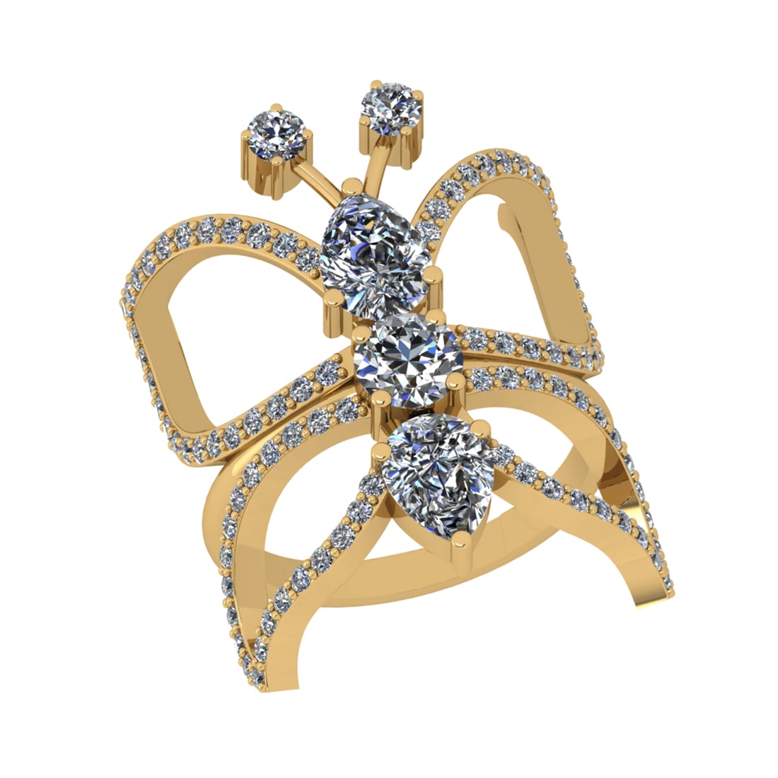 2.89 Ctw SI1/SI2 Diamond Prong Set 14k Yellow Gold Engagement Ring: Center Daimond Weight :-2.00 Ctw ( Pear & Round Cut ) Color : G-H Clarity : SI1/SI2 Side Diamond Weight Of Ctw 0.89 Ctw Color : G-H Clarity : SI1/SI2 Daimond Setting : Prong Metal Weight : Approx 7.21