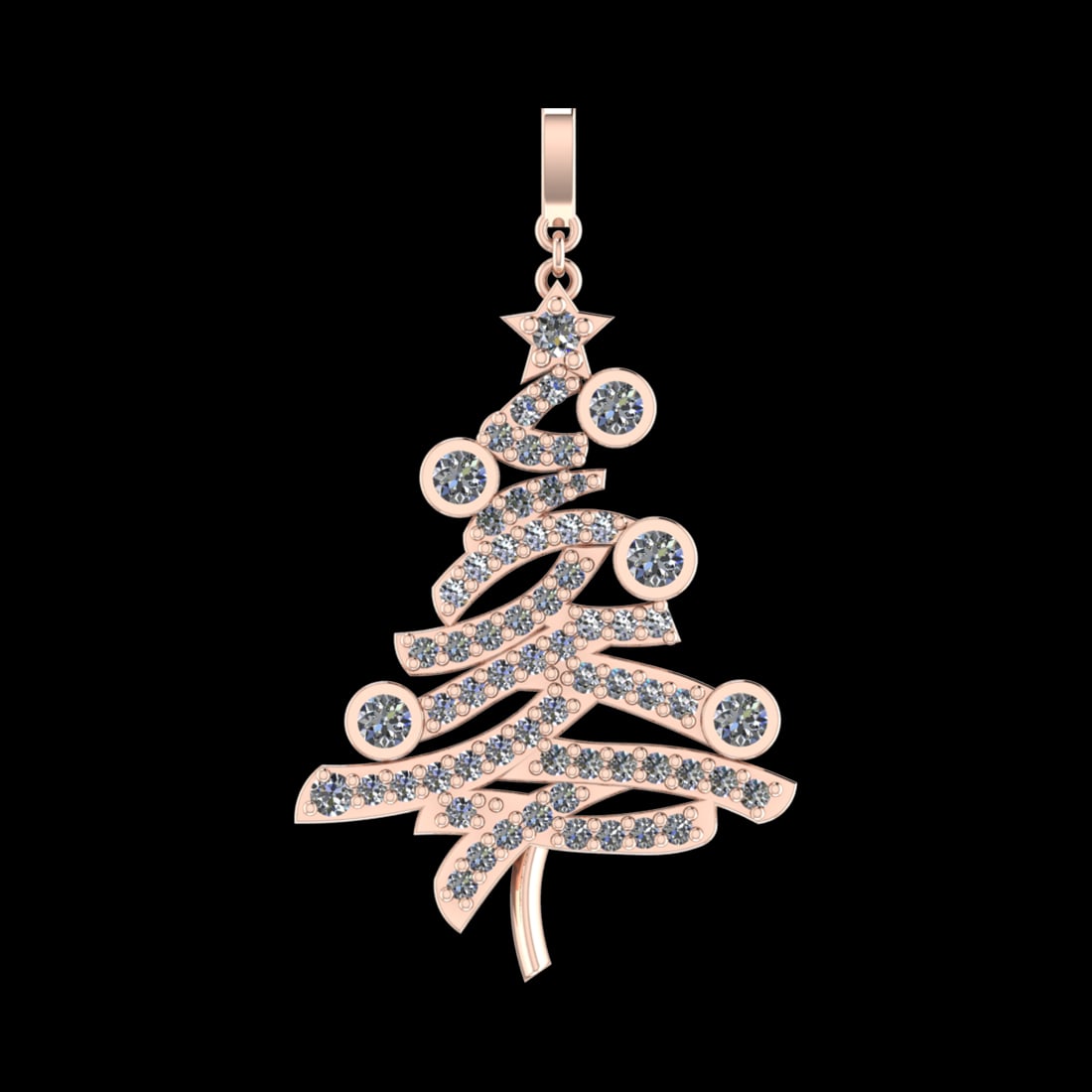 3.81 Ctw VS/SI1 Diamond Prong Set 10k Rose Gold Chirstmas Tree Theme Pendan: Center Daimond Weight :-1.83 Ctw ( Round Cut) Color : J-K Clarity : VS/SI1 Side Diamond Weight Of Ctw 1.97 Ctw Color : J-K Clarity : VS/SI1 Daimond Setting : Prong Metal Weight : Approx 7.21 gram 10k 