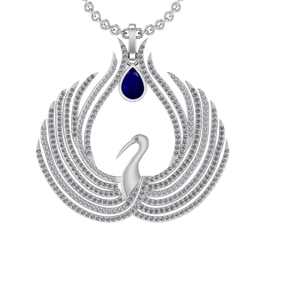 7.52 Ctw VS/SI1 Blue Sapphire and Diamond 14K White Gold Pendant (ALL DIAMO: Center Stone Weight :-2.00 Ctw ( Pear Cut) Color :- Blue Sapphire Setting : Prong Side Diamond Weight Of Ctw 5.52 Ctw Color : J-K Clarity : VS/SI1 Stone Setting : Prong Metal Weight : Approx 17.90 gra