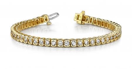 14KT YELLOW GOLD 2 CTW G-H VS2/SI1 PILLOW BEZEL SET DIAMOND TENNIS BRACELET: 14KT YELLOW GOLD 2 CTW G-H VS2/SI1 PILLOW BEZEL SET DIAMOND TENNIS BRACELET #3SS20109v5