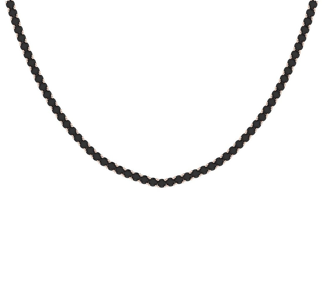 2.28 Ctw i2/i3 Treated Fancy Black Diamond 14K Rose Gold Slide Necklace: Center Diamond Weight : 2.28 Ctw ( Round cut) Center Diamond Color : Treated Fancy Black Dimaond Center Clarity : i2/i3 Center Stone Setting : Prong Metal Weight : Approx 14.20 Gram 14K Rose Gold