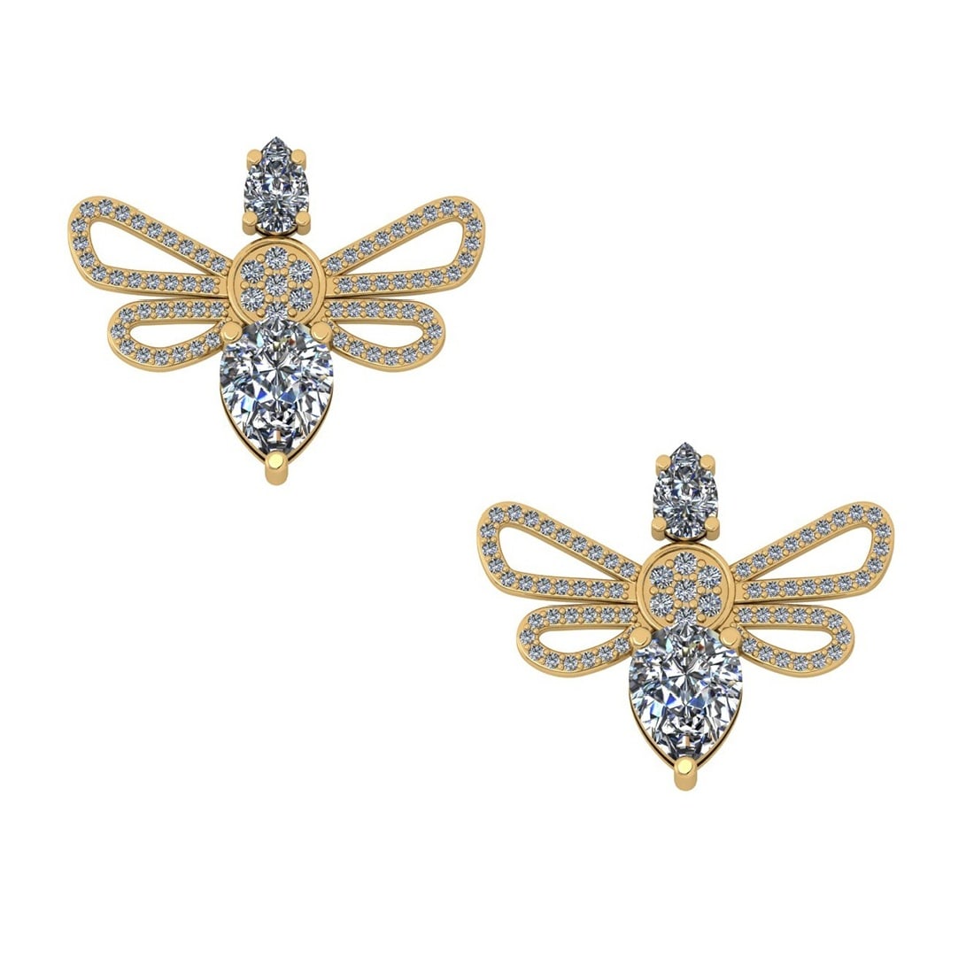 3.80 Ctw SI2/I1 Diamond 14K Yellow Gold Earrings: Center Diamond Weight : 3.00 Ctw (Pear Cut) Center Diamond Color : J-K Center Stone Setting : Prong Center Stone Clarity : SI2/I1 Side Stone Weight Of Ctw 0.80 Ctw Side Stone Color : J-KStone Clarity 