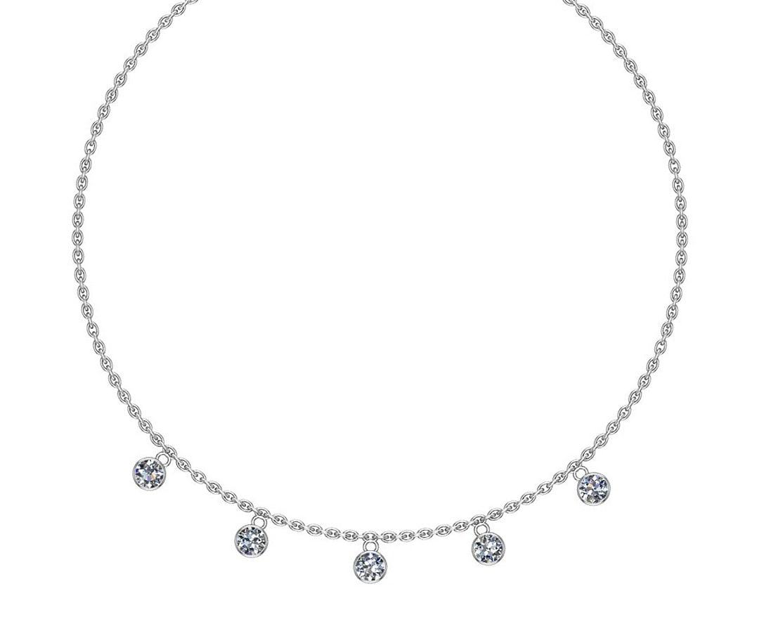 0.75 Ctw SI2/I1 Diamond 14K White Gold Station Necklace: Center Diamond Weight : 0.75 Ctw (Round Cut) Center Diamond Color :- J-K Center Clarity : SI2/I1 Stone Setting : Metal Weight : Approx 3.50 Gram 14K White Gold Station Necklace Size-17 Inch SJT02-3.5-