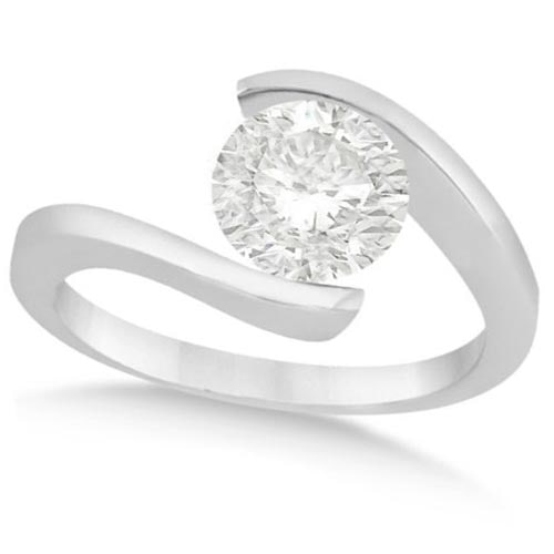 Tension Set Solitaire Diamond Engagement Ring 14k White Gold 1.00ctw: CENTER STONE; Diamond CENTER STONE CLARITY; SI1-SI2 CENTER STONE COLOR; J-K CENTER STONE SETTING; Tension #3SS20954v3