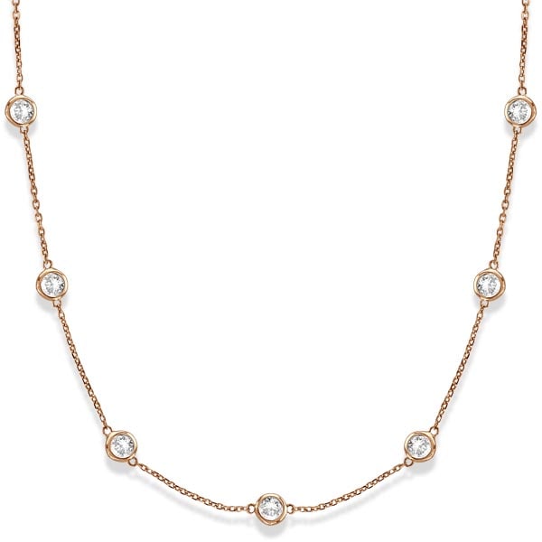 Station Bezel-Set Necklace in 14k Rose Gold 3.00ctw: CENTER STONE; Diamond CENTER STONE CLARITY; SI CENTER STONE COLOR; J-K CENTER STONE SETTING; Bezel SIDE STONE CLARITY; SIDE STONE COLOR; SIDE STONE SETTING; ctw OF SIDE STONE: SIDE STONE QUALITY; #3SS
