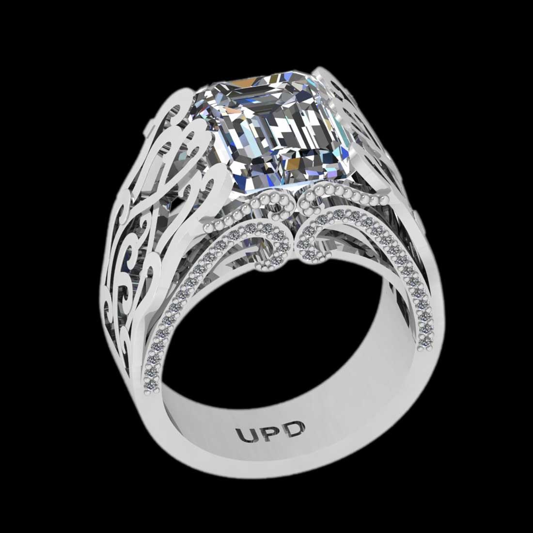 3.86 Ctw VS/SI1 Diamond14K White Gold Engagement Ring: Center Diamond Weight : 3.50 Ctw ( Emerald Cut) Center Color :-J-K Center Stone Clarity :- VS/SI1 Center Stone Setting : Prong Side Stone Weight Of Ctw 0.36 Ctw Side Stone Color : J-K Stone Clarity : 