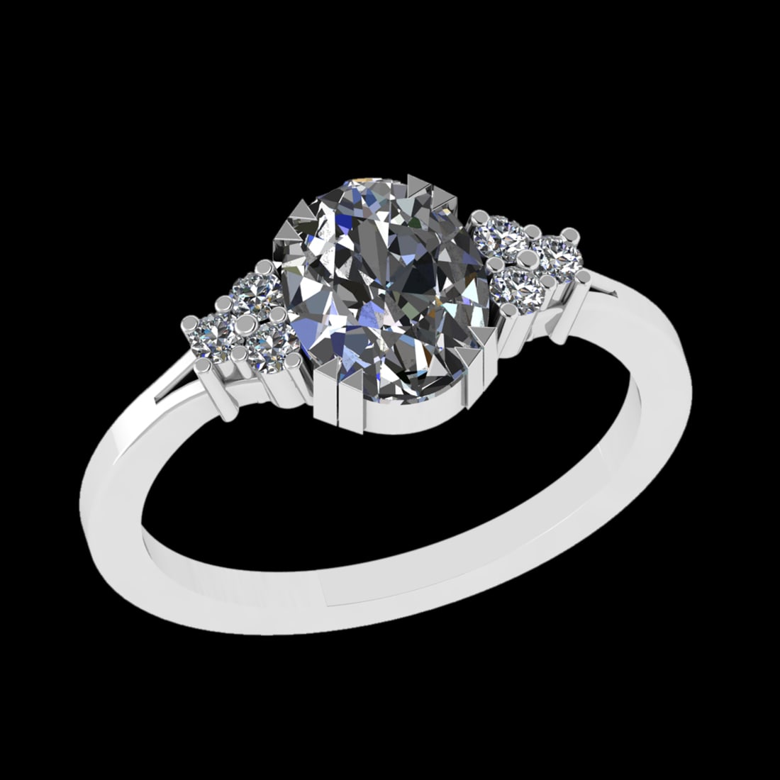 2.65 Ctw VS/SI1 Diamond 10k white Gold Engagement Ring (ALL DIAMOND ARE LAB: Center Daimond Weight :-2.50 Ctw ( Oval Cut) Color : J-K Clarity : VS/SI1 Side Diamond Weight Of Ctw 0.15 Ctw Color : J-K Clarity : VS/SI1 Daimond Setting : Prong Metal Weight : Approx 3.99 gram 10k W