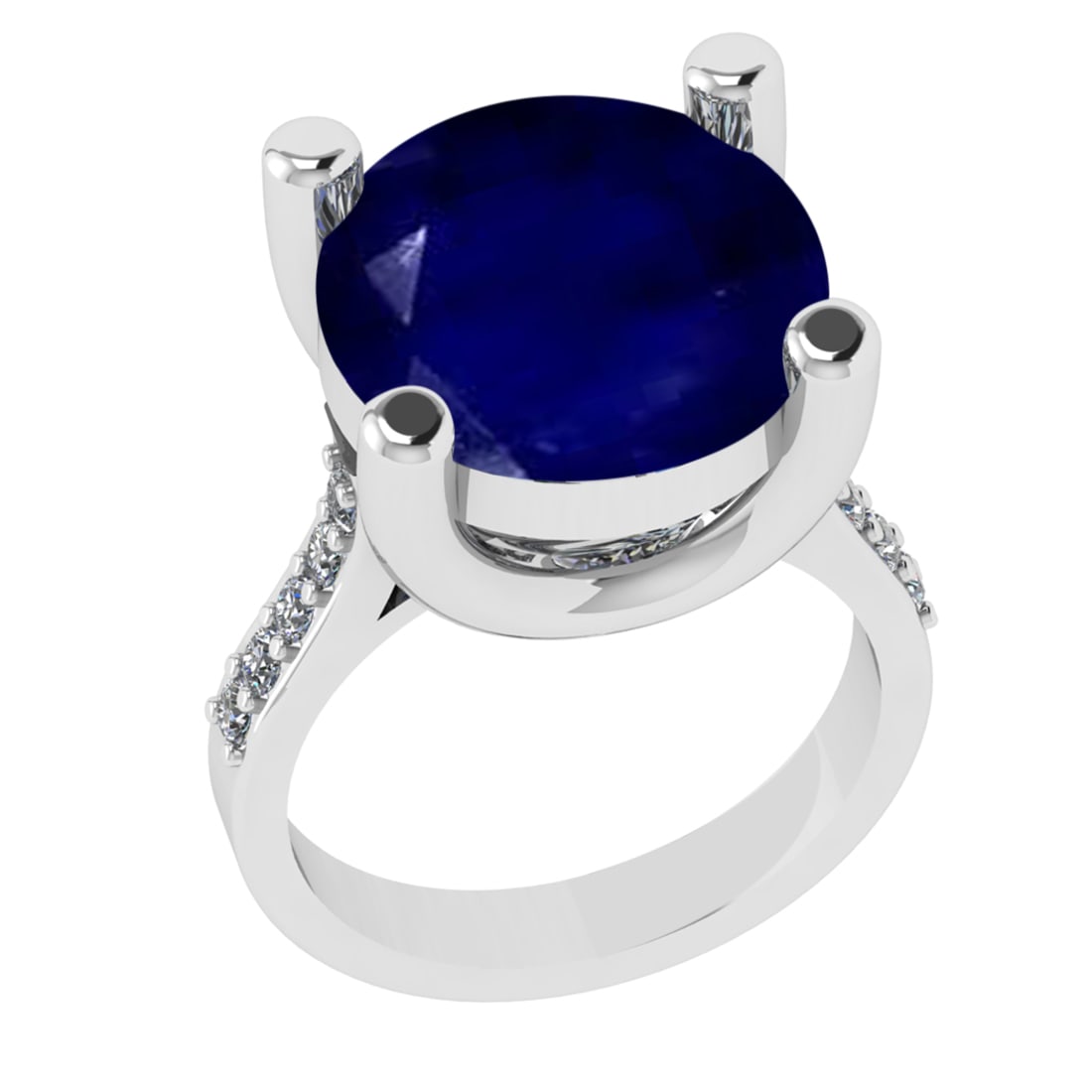 3.25 Ctw VS/SI1 Blue Sapphire And Diamond 14k White Gold Engagement Ring (A: Center Stone Weight : 2.90 Ctw ( Round Cut ) Center Stone Color : Blue Sapphire Stone Setting : Prong Side Diamond Weight Of Ctw 0.35 Ctw Side Stone Color : G-H Stone Clarity : VS/SI1 Stone Setting : 