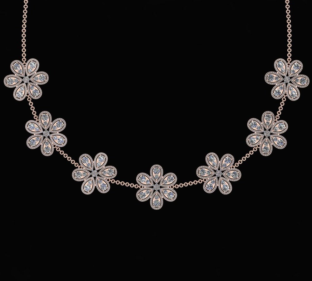 24.24 Ctw si2/si1 Diamond Prong Set 18k Rose Gold Pendant Necklace: Center Diamond Weight : 18.31 Ctw (Round cut) Color : G-H Clarity : si2/si1 Setting : Prong Side Weight Of Ctw 5.93 Ctw Color : G-H Clarity : si2/si1 Stone Setting : Prong Metal Weight : Approx 41.95 