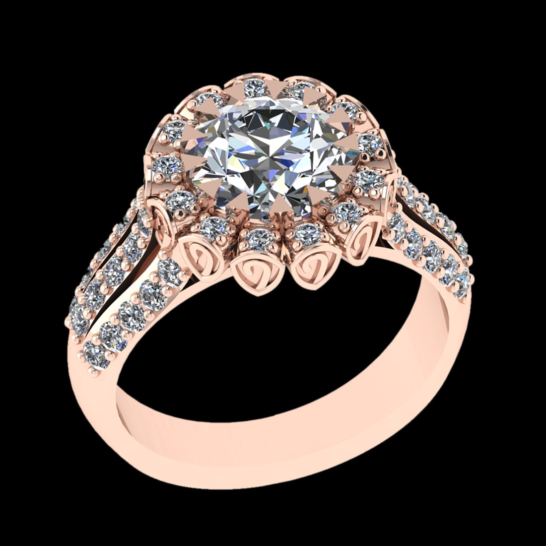 2.77 Ctw SI2/I1 Diamond 18K Rose Gold Engagement Halo Ring: Center Diamond Weight :-: 2.00 Ctw ( Oval Cut) Color :- J-K Clarity : SI2/I1 Center Stone Setting : Prong Side Diamond Weight Of Ctw 0.77 Ctw Color : J-K Clarity : SI2/I1 Stone Setting : Prong Metal W
