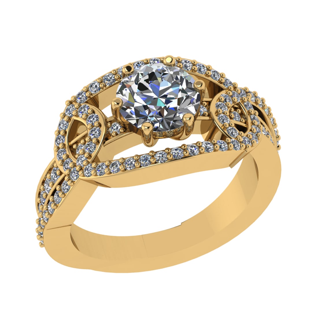 1.91 Ctw SI2/SI1 Diamond 14k Yellow Gold Engagement Ring (ALL DIAMOND ARE L: Center Daimond Weight :-1.30 Ctw ( Round Cut) Color : G-H Clarity : SI2/SI1 Side Diamond Weight Of Ctw 0.61 Ctw Color : G-H Clarity : SI2/SI1 Daimond Setting : Prong Metal Weight : Approx 7.21 gram