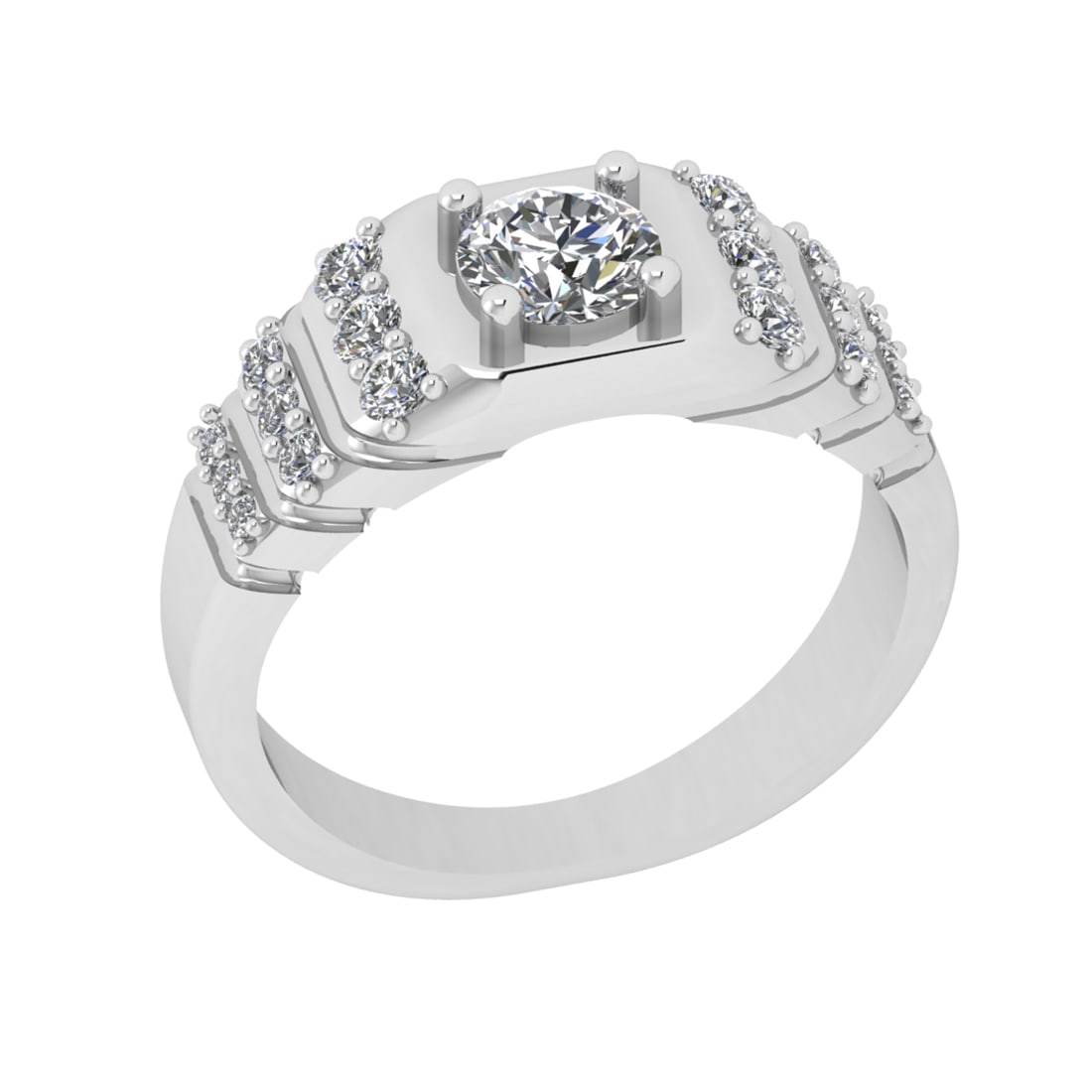 0.84 Ctw VS/SI1 Diamond 10K White Gold Engagement Ring (ALL DIAMOND ARE LAB: Center Diamond Weight : 0.50 Ctw (Round Cut) Color : J-K Clarity : VS/SI1 Setting : Prong Side Weight Of Ctw 0.34 Ctw Color : J-K Clarity : VS/SI1 Stone Setting : Prong Metal Weight : Approx 3.90