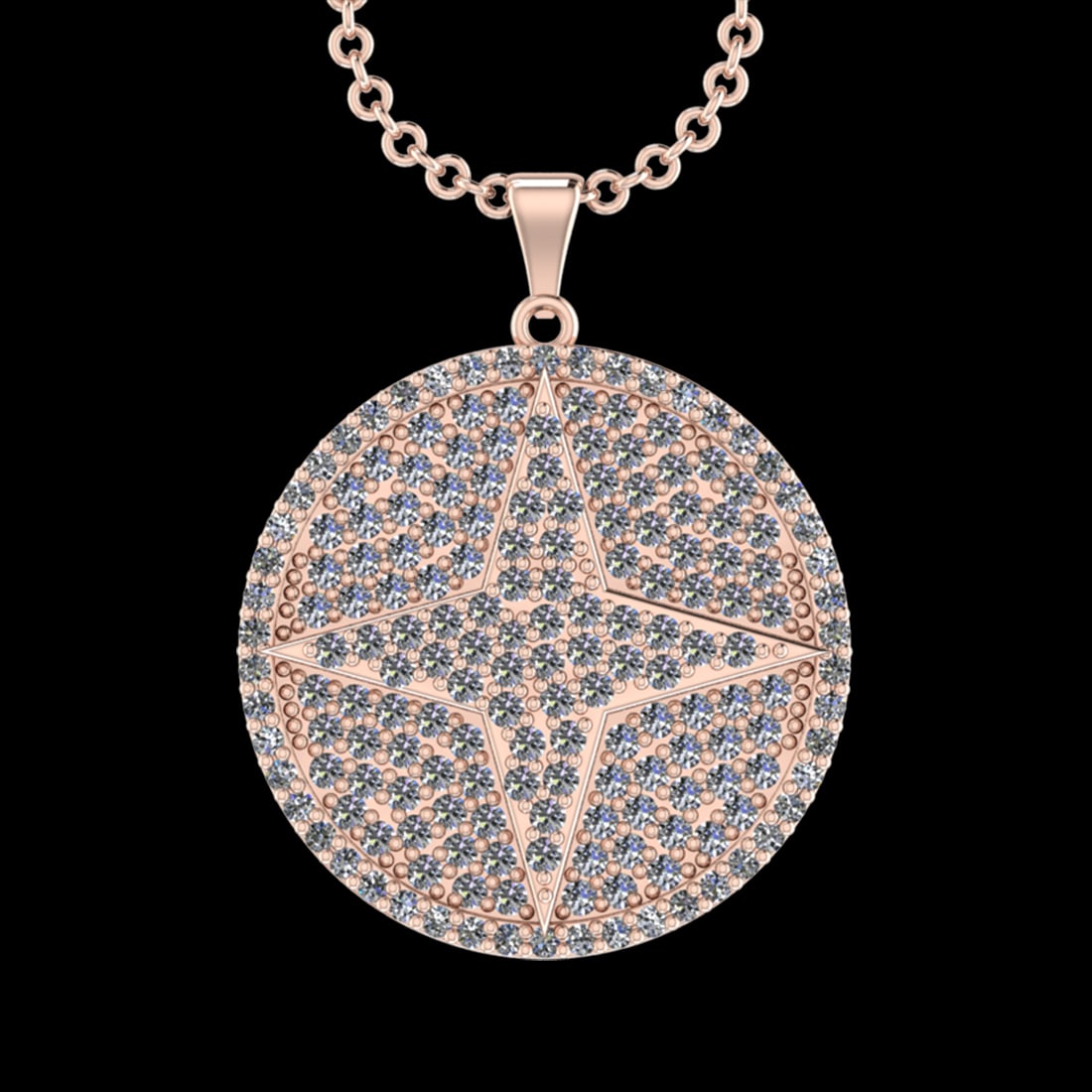 5.80 Ctw VS/SI1 Diamond 14 K Rose Gold Necklace(ALL DIAMOND ARE LAB GROWN ): Total Diamond Weight : 5.80 Ctw (Round cut) Center Diamond Color :- G-H Center Clarity : VS/SI1 Stone Setting : Prong Metal Weight : Approx 14.10 Gram 14 K Rose Gold Necklace(ALL DIAMOND ARE LAB