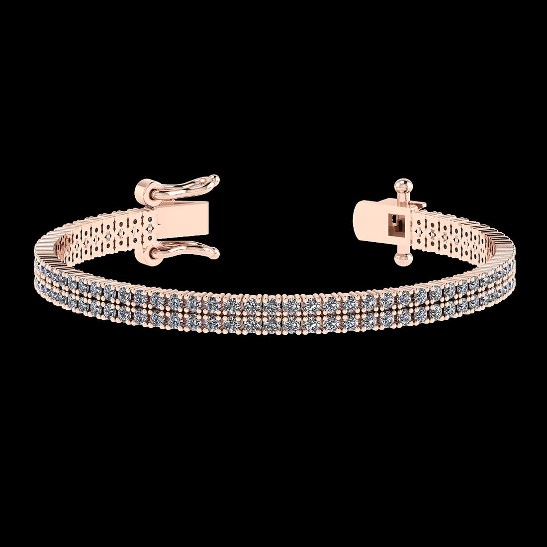 3.48 Ctw VS/SI1 Diamond 14K Rose Gold 2 Row Bracelet (ALL DIAMOND ARE LAB G: Center Diamond Weight : 3.48 Ctw (Round Cut) Center Diamond Color :- J-K Center Clarity : VS/SI1 Stone Setting : Prong 14K Rose Gold 2 Row Bracelet Size -7 Inch (ALL DIAMOND ARE LAB GROWN )