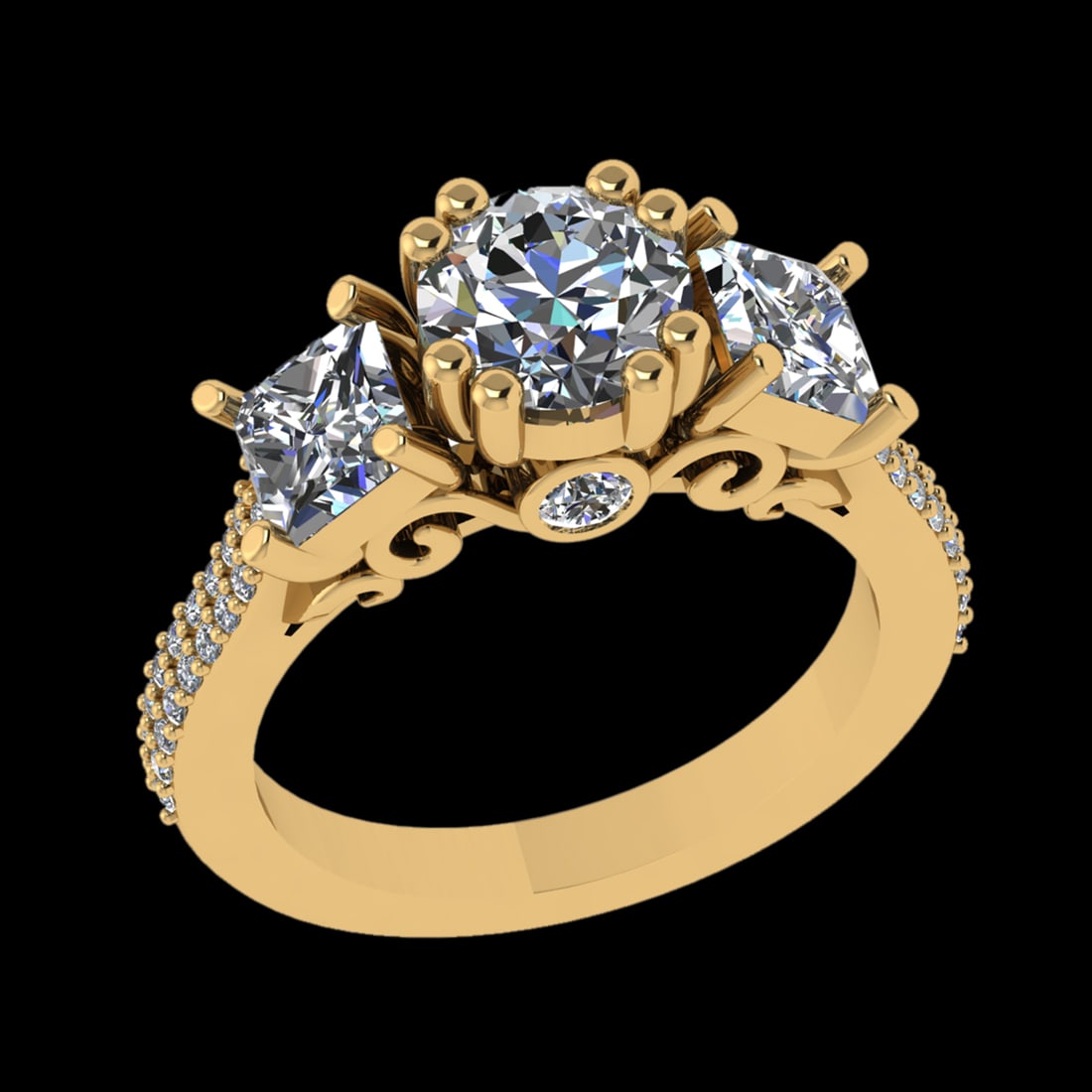 3.10 Ctw VS/SI1 Diamond Prong Set 18K Yellow Gold Necklace (ALL DIAMOND ARE: Center Diamond Weight :-2.75 Ctw ( Round & Princess Cut) Color :- G-H Clarity : VS/SI1 Center Stone Setting : Prong Side Diamond Weight Of Ctw 0.35 Ctw Color : G-H Clarity : VS/SI1 Stone Setting :