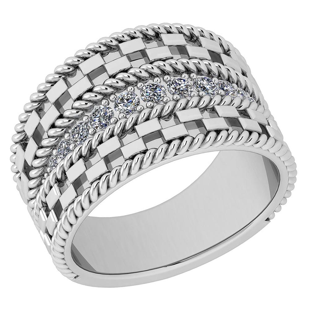 Certified 0.24 Ctw Diamond VS/SI1 18K White Gold Band Ring Made In USA: Center Stone Approx Weight ; 0.24 Ctw (11 Pcs Round) Stone Color: White G-H Diamond Stone Clarity: VS/SI1 Color Stone Setting ; Prong Metal Approx Weight: 8.50 Gram 18K White Gold Band Made In USA #3S