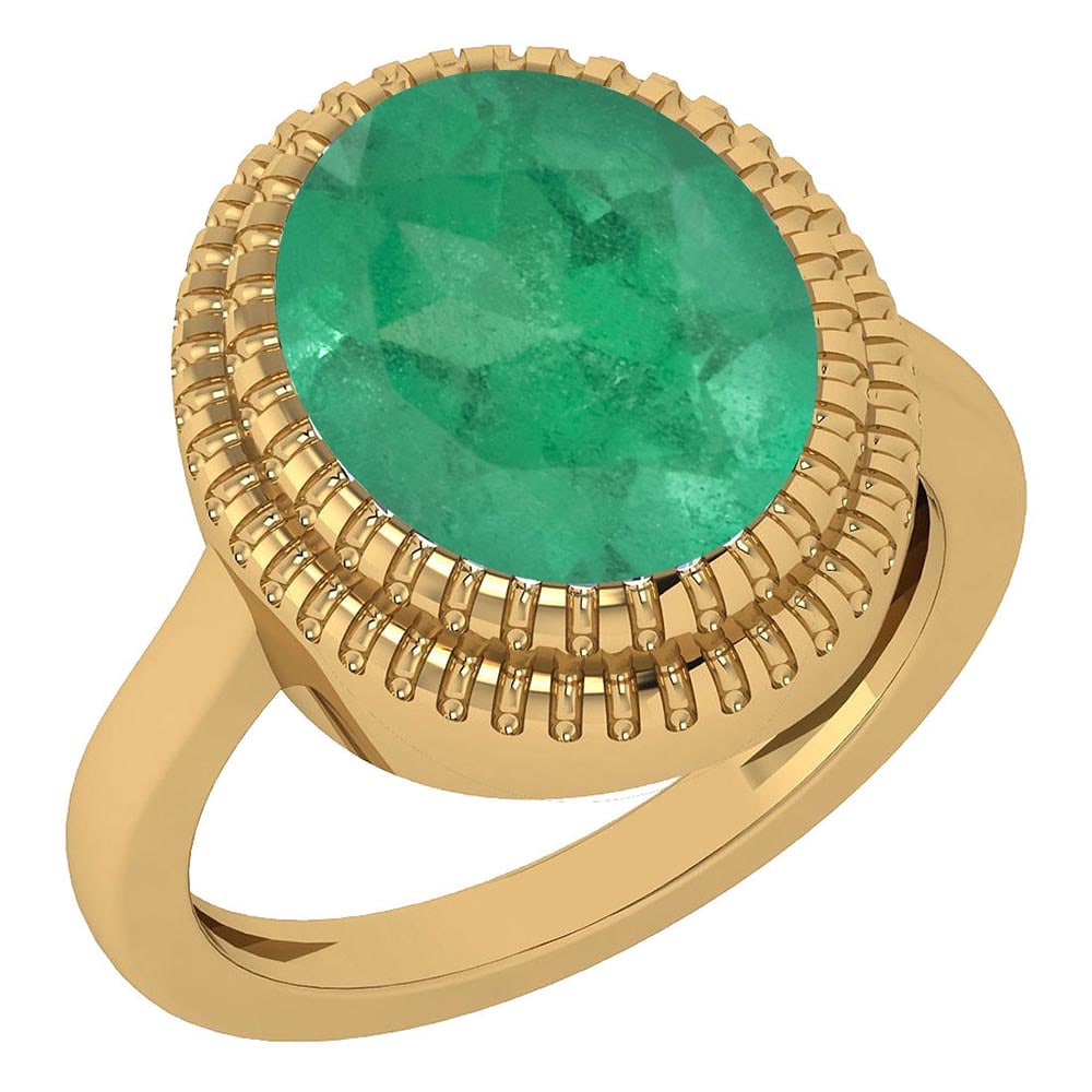 Certified 5.05 Ctw Emerald 14k Yellow Gold Solitaire Ring (VS/SI1) MADE IN: Stone Weight ; 5.05 Ctw (1 Pcs Oval) Center Stone Color: Emerald Center Stone Setting ; Prong Metal Weight Approx: 5.50 Gram Gold 14k Yellow Gold Solitaire Ring MADE IN USA #3SS20923v6
