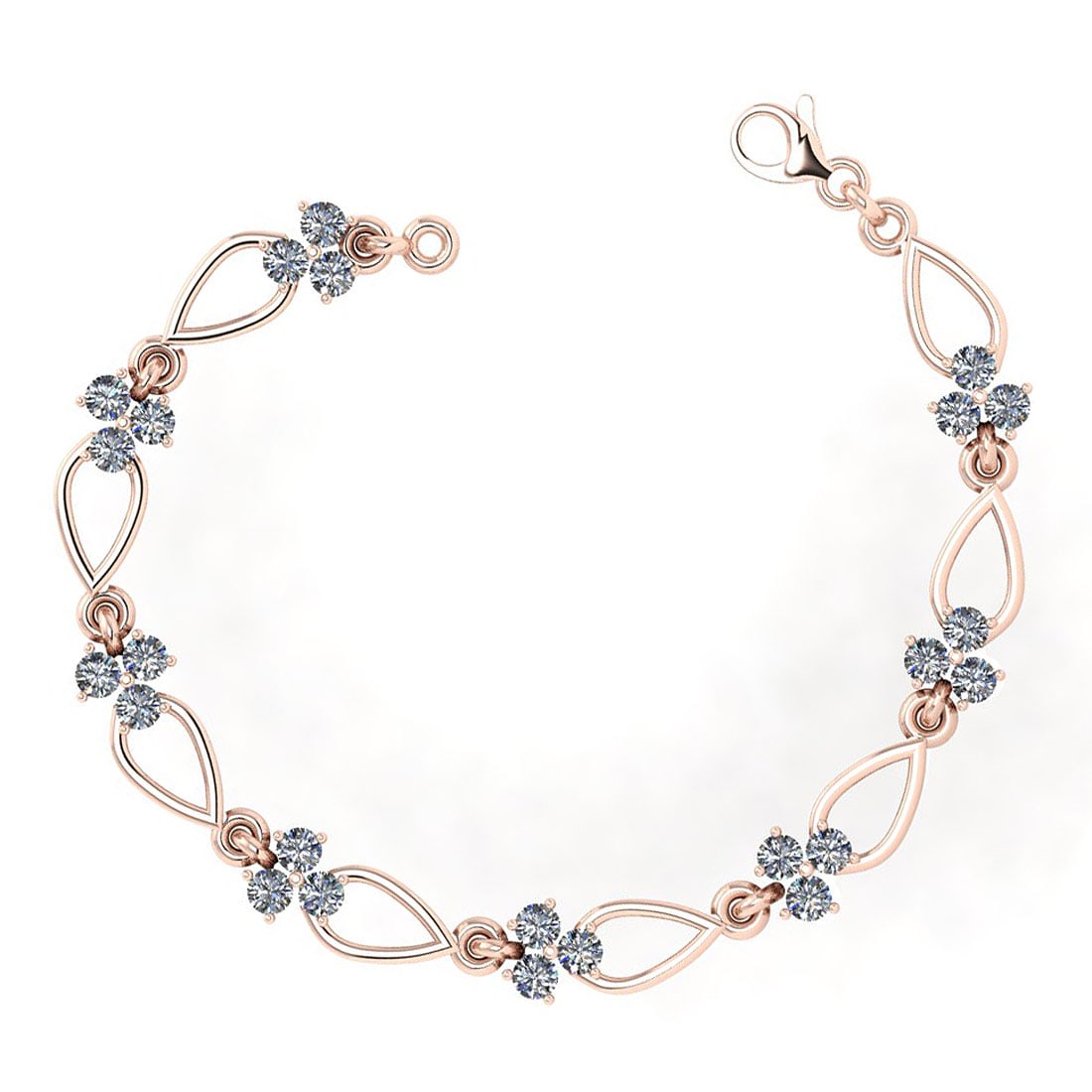 Certified1 1.20CTW Diamond VS/SI1 Bracelet 14K Rose Gold Made In USA: Diamond Stone Weight Approx ; 1.20CTW Diamond Stone Color: White G-H Diamond Stone Clarity: VS/SI1 Stone Setting: Prong Metal Weight Approx: 3.60 Gram 14K Rose Gold Bracelet Made In USA #3SS21796v6