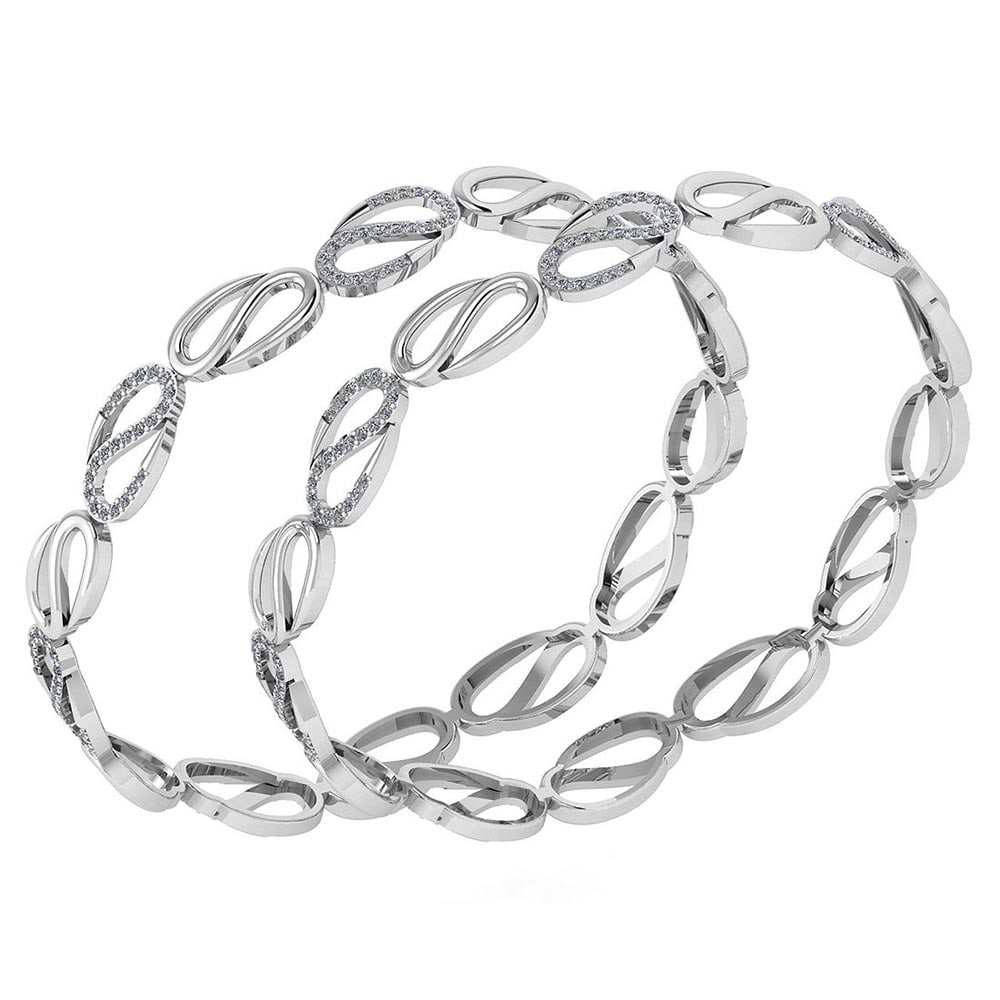Certified 2.32 Ctw Diamond VS/SI1 Bangles 14K White Gold Made In USA: Center Stone Approx Weight: 2.32 Ctw (308 Pcs Round) Center Stone Color: White G-H Diamond Stone Clarity: VS/SI1 Stone Setting: Pave Metal Approx Weight: 21.70 Gram Bangles Size: 57 mm 224 Inches 14K