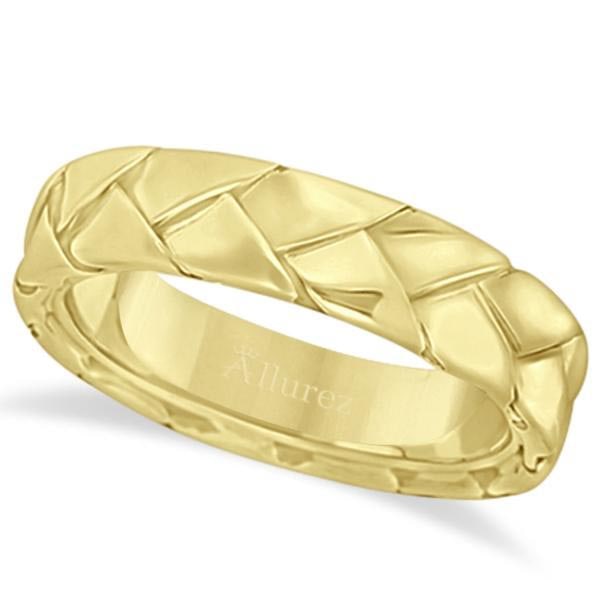 Mens High Polish Braided Handwoven Wedding Ring 14k Yellow Gold 7mm: CENTER STONE; CENTER STONE CLARITY; CENTER STONE COLOR; CENTER STONE SETTING; SIDE STONE CLARITY; SIDE STONE COLOR; SIDE STONE SETTING; ctw OF SIDE STONE: SIDE STONE QUALITY; #3SS21098v3