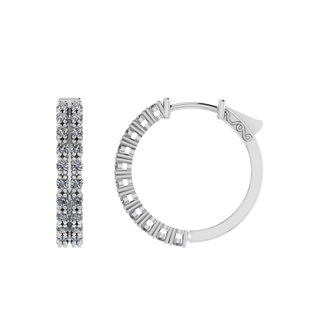 1.20 Ctw SI2/I1 Diamond Prong Set 14K White Gold Huggie Earrings: Center Diamond Weight : 1.20 Ctw (Round Cut) Center Diamond Color :- J-K Center Clarity : SI2/I1 Stone Setting : Prong Metal Weight : Approx 6.00 Gram 14K White Gold Huggie Earrings Size 0.70 Inch MJ4