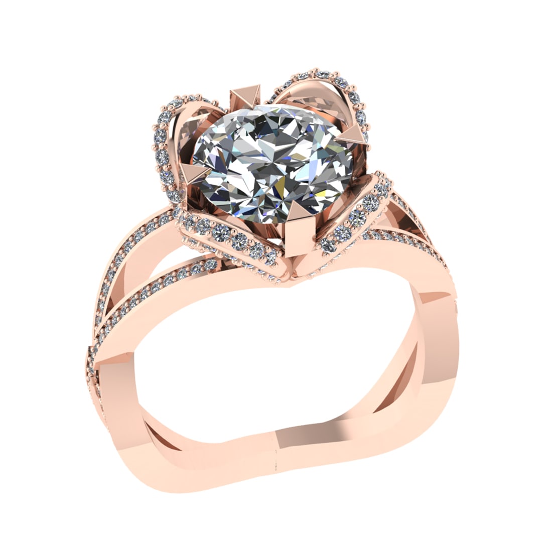 3.40 Ctw VS.SI1 (ALL DIAMOND ARE LAB GROWN ) Diamond 14k Rose Gold Engageme: Center Daimond Weight :-2.75 Ctw ( Round Cut) Color : G-H Clarity : VS.SI1 (ALL DIAMOND ARE LAB GROWN ) Side Diamond Weight Of Ctw 0.65 Ctw Color : G-H Clarity : VS.SI1 (ALL DIAMOND ARE LAB GROWN )