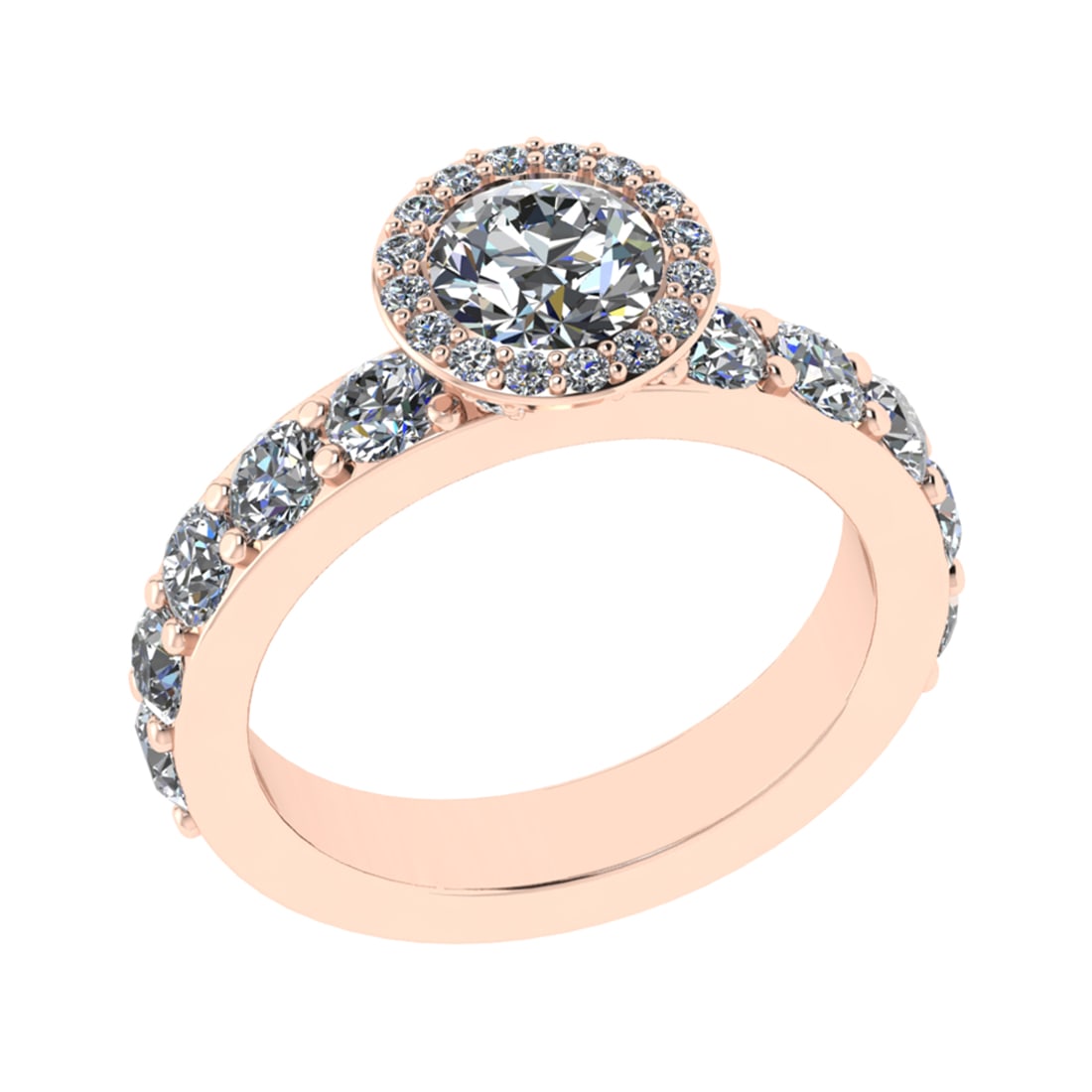 2.20 Ctw SI1/SI2 Diamond 14k Rose Gold Engagement Ring (ALL DIAMOND ARE LAB: Center Daimond Weight :-0.84 Ctw ( Round Cut) Color : G-H Clarity : SI1/SI2 Side Diamond Weight Of Ctw 1.36 Ctw Color : G-H Clarity : SI1/SI2 Daimond Setting : Prong Metal Weight : Approx 3.18 gram
