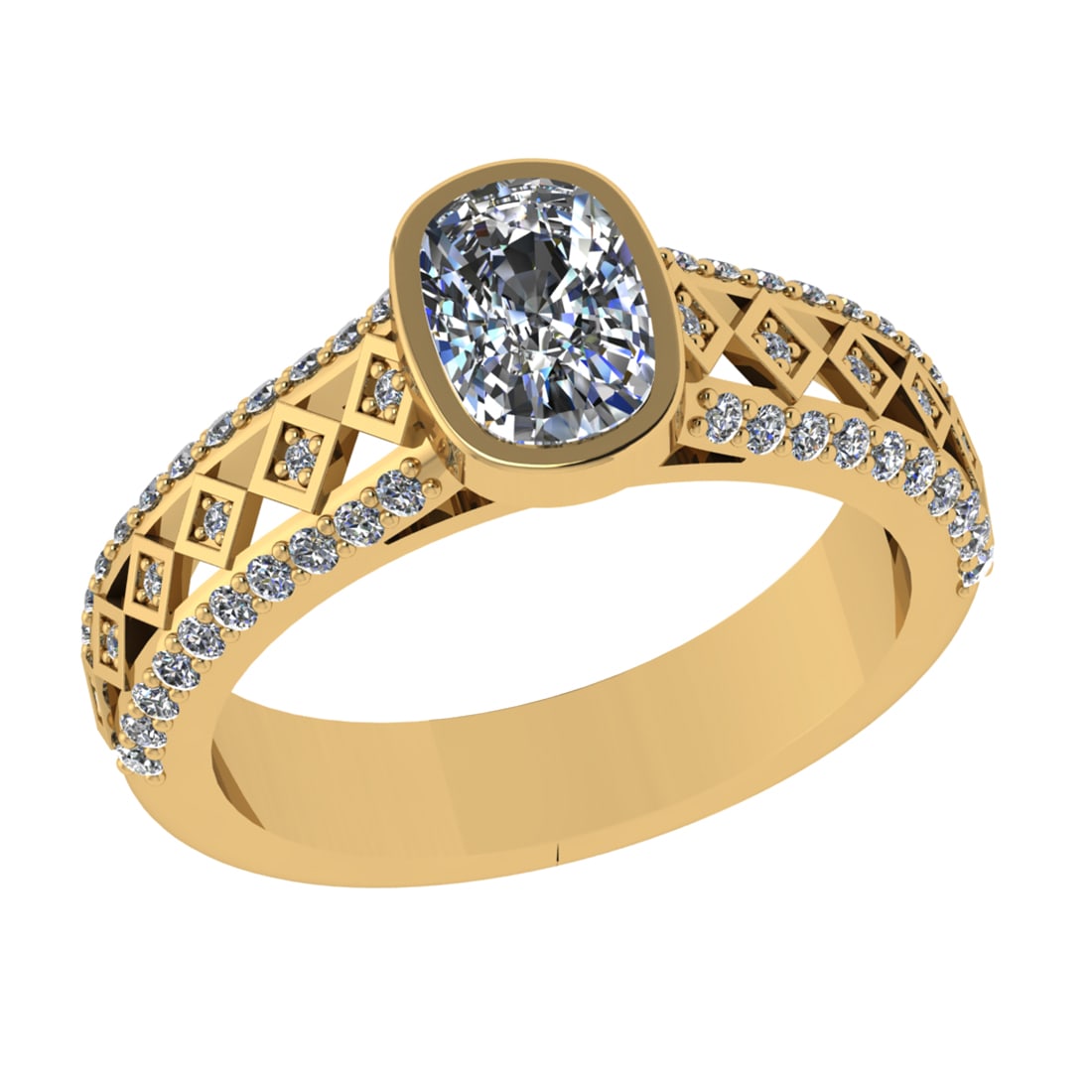 2.46 Ctw VS/SI1 Diamond 14k Yellow Gold Engagement Ring (ALL DIAMOND ARE LA: Center Daimond Weight :-1.00 Ctw ( Cushion Cut) Color : G-H Clarity : VS/SI1 Side Diamond Weight Of Ctw 1.46 Ctw Color : G-H Clarity : VS/SI1 Daimond Setting : Prong Metal Weight : Approx 4.88 gram 14