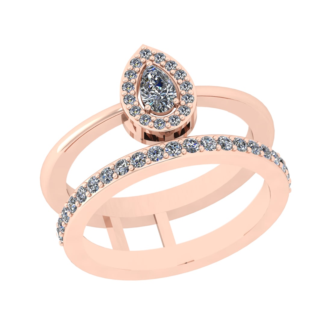 0.68 Ctw SI2/SI1 Diamond Prong Set 14k Rose Gold Engagement Ring: Center Daimond Weight :-0.25 Ctw ( Pear Cut) Color : G-H Clarity : SI2/SI1 Side Diamond Weight Of Ctw 0.43 Ctw Color : G-H Clarity : SI2/SI1 Daimond Setting : Prong Metal Weight : Approx 4.91 gram