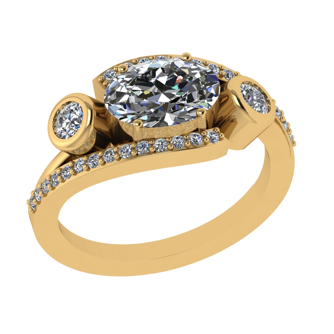 2.94 Ctw VS/SI1 Diamond 14k Yellow Gold Engagement Ring: Center Daimond Weight :-2.50 Ctw ( Oval Cut) Color : G-H Clarity : VS/SI1 Side Diamond Weight Of Ctw 0.44 Ctw Color : G-H Clarity : VS/SI1 Daimond Setting : Prong Metal Weight : Approx 4.91 gram 14k Y