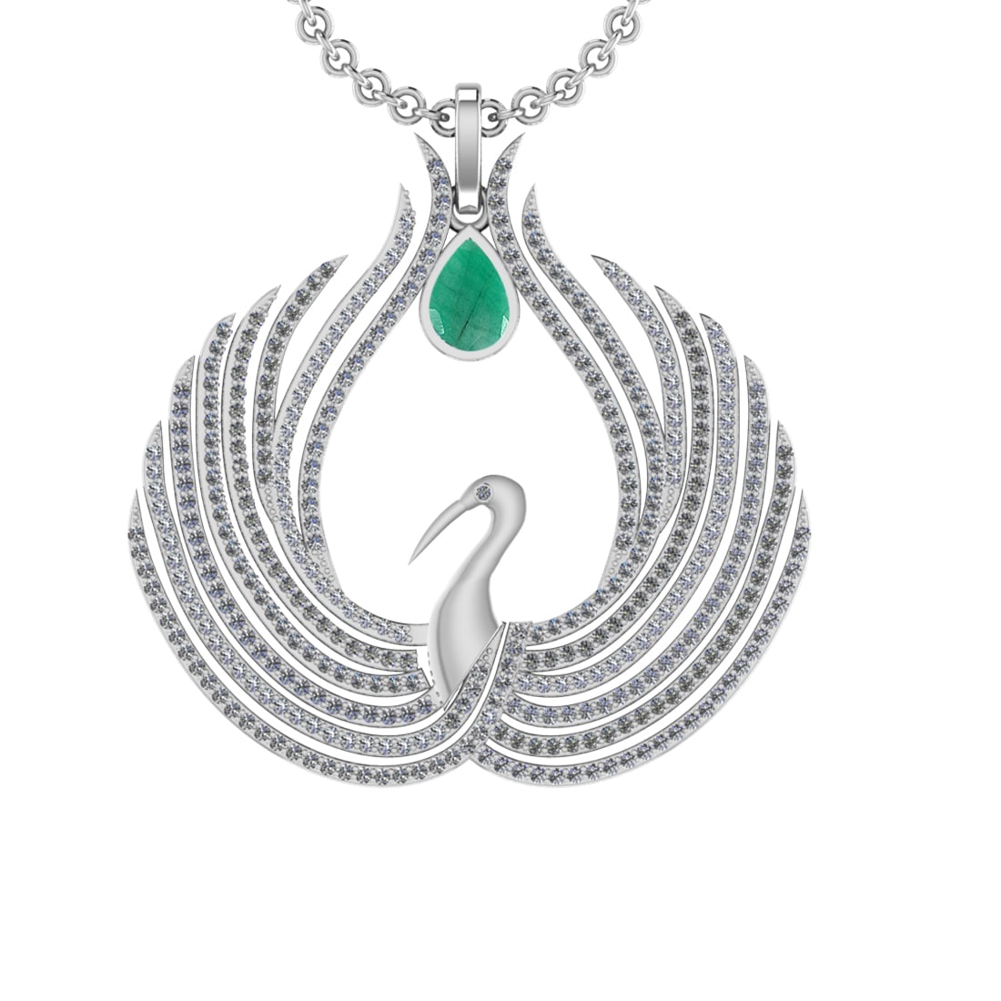 7.52 Ctw VS/SI1 Emerald and Diamond 14K White Gold Pendant (ALL DIAMOND ARE: Center Stone Weight :-2.00 Ctw ( Pear Cut) Color :- Emerald Setting : Prong Side Diamond Weight Of Ctw 5.52 Ctw Color : J-K Clarity : VS/SI1 Stone Setting : Prong Metal Weight : Approx 17.90 gram 14K 