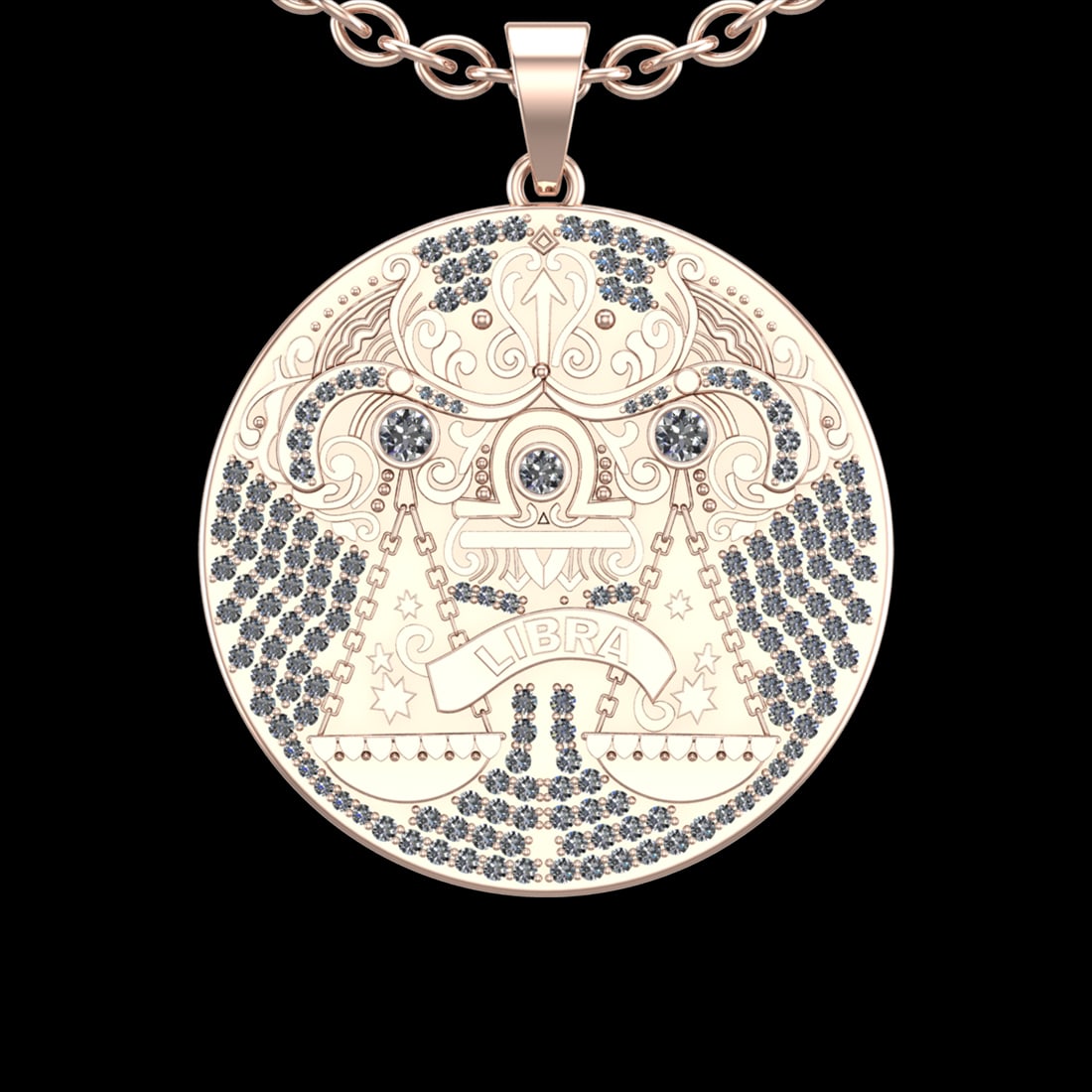 2.22 Ctw VS/SI1 Diamond 10K Rose Gold Sodiac Sign theme Pendant (ALL DIAMON: Total Diamond Weight :-2.22 Ctw (Round cut) Color :- J-K Clarity : VS/SI1 Setting : Prong Metal Weight : Approx 18.90gram 10K Rose Gold Sodiac Sign theme Pendant (ALL DIAMOND ARE LAB GROWN ) #3SS69806