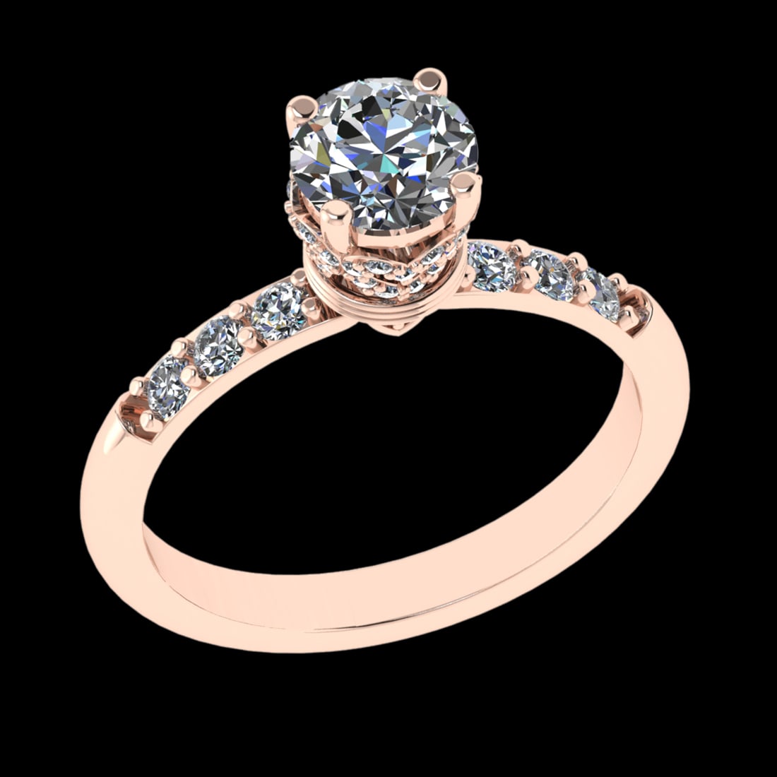 1.25 Ctw VS/SI1 Diamond 10k Rose Gold Engagement Ring (ALL DIAMOND ARE LAB: Center Daimond Weight :-0.84 Ctw ( Round Cut) Color : J-K Clarity : VS/SI1 Side Diamond Weight Of Ctw 0.41 Ctw Color : J-K Clarity : VS/SI1 Daimond Setting : Prong Metal Weight : Approx 3.86 gram 10k 