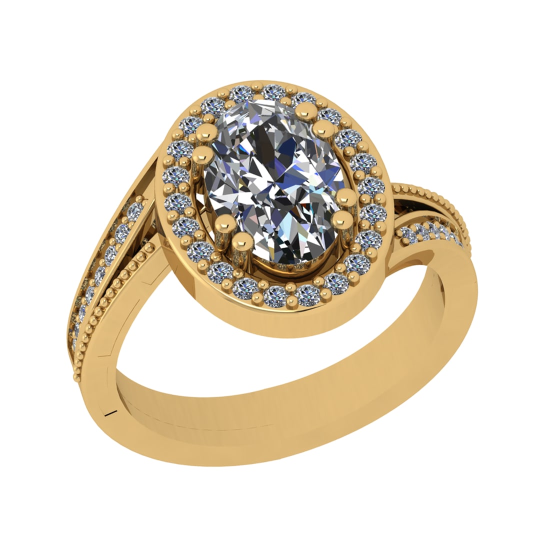 2.30 Ctw SI1/SI2 Diamond Prong Set 14k Yellow Gold Engagement Ring: Center Daimond Weight :-2.00 Ctw ( Oval Cut) Color : G-H Clarity : SI1/SI2 Side Diamond Weight Of Ctw 0.30 Ctw Color : G-H Clarity : SI1/SI2 Daimond Setting : Prong Metal Weight : Approx 5.37 gram 14k