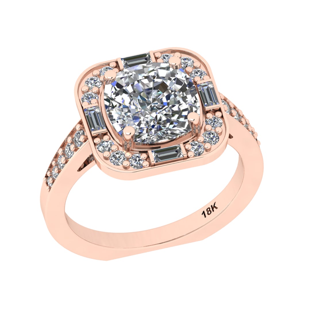 3.05 Ctw VS/SI1 Diamond 14K Rose Gold Engagement Ring (ALL DIAMOND ARE LAB: Center Diamond Weight :-2.20 Ctw ( Cushion Cut) Color :- J-K Clarity : VS/SI1 Center Stone Setting : Prong Side Diamond Weight Of Ctw 0.85 Ctw Color : J-K Clarity : VS/SI1 Stone Setting : Prong Metal 