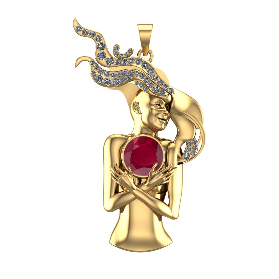 4.79 Ctw VS/SI1 Ruby and Diamond 14k Yellow Gold Pandant (ALL DIAMOND ARE L: Center Stone Weight :-3.87 Ctw ( Round Cut) Center Stone Color :-Ruby Center Stone Setting : Prong Side Diamond Weight Of Ctw :- 0.92 Ctw Color : G-H Clarity : VS/SI1 Daimond Setting : Prong Metal