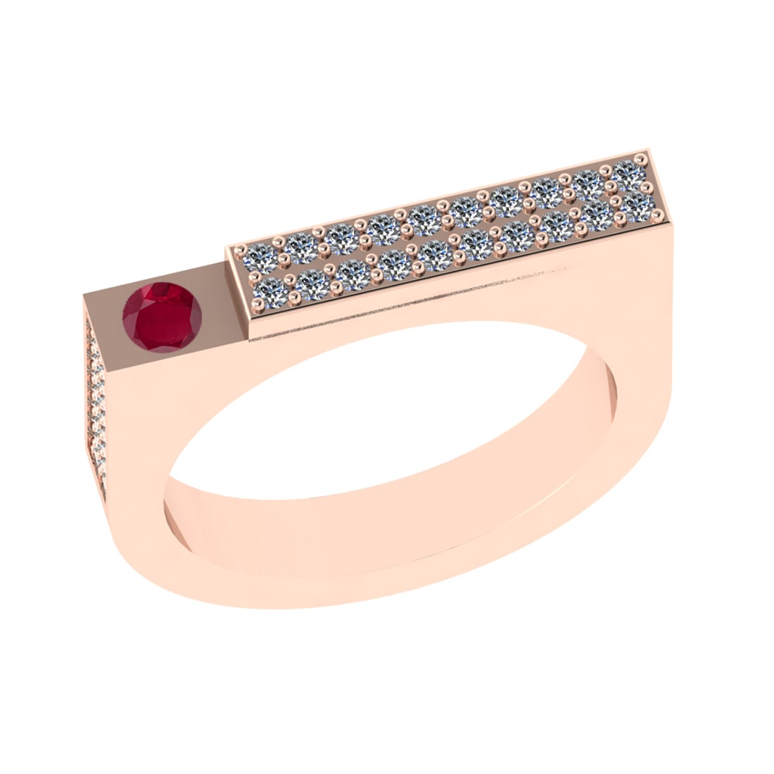 0.48 Ctw VS/SI1 Ruby and Diamond 14K Rose Gold Engagement Ring (ALL DIAMOND: Center stone Weight :-0.10 Ctw ( Round Cut) Center Stone Color :- Ruby Center Stone Setting : Prong Side Diamond Weight Of Ctw 0.38 Ctw Color : G-H Clarity : VS/SI1 Stone Setting : Prong Metal Weight 