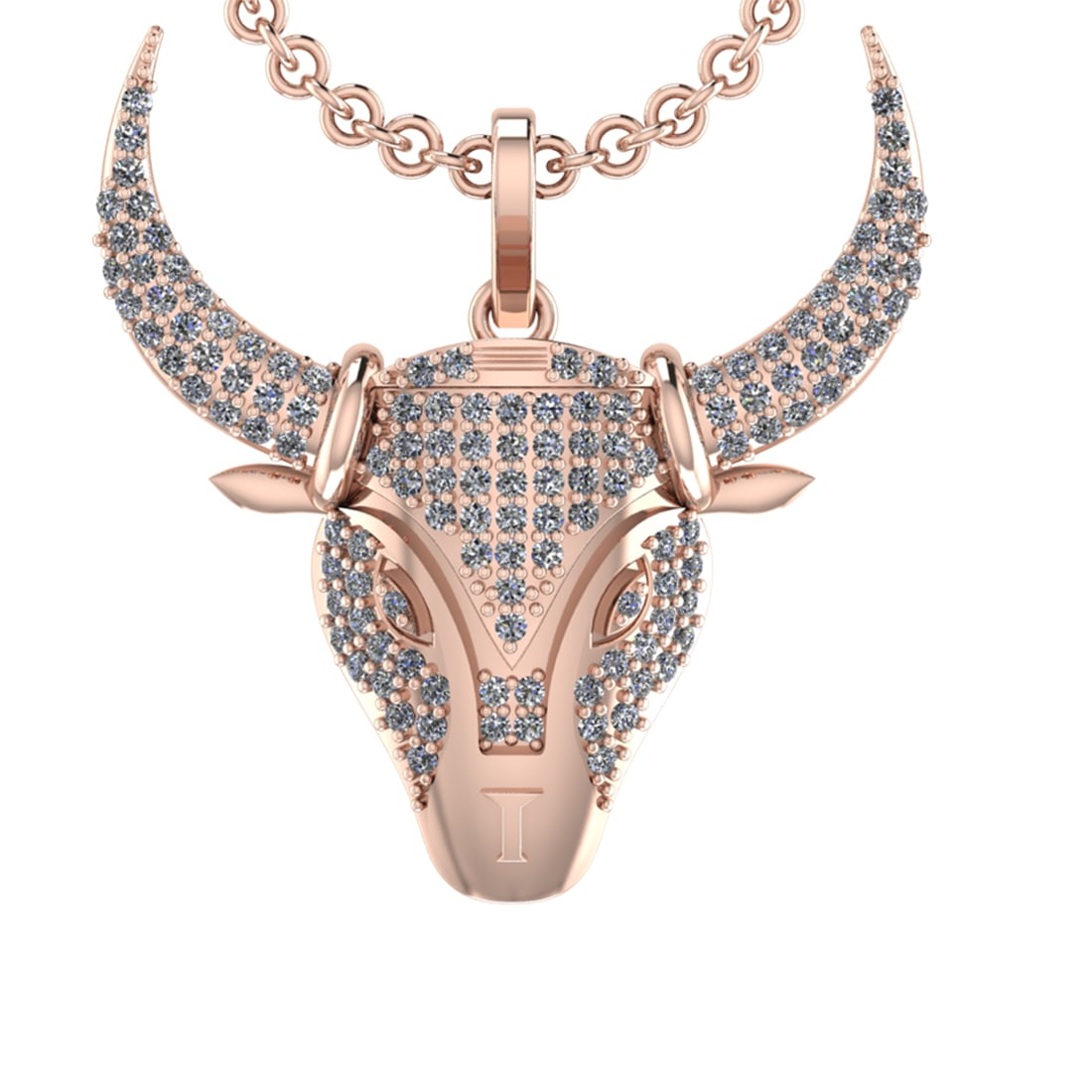 1.03 Ctw SI2/SI1 Diamond 14k Rose Gold Bull theme Pendant (ALL DIAMOND ARE: Total Diamond Weight :-1.03 Ctw (Round cut) Color :- G-H Clarity : SI2/SI1 Setting : Prong Metal Weight : Approx 9.30gram 14k Rose Gold Bull theme Pendant (ALL DIAMOND ARE LAB GROWN) #3SS90161v12