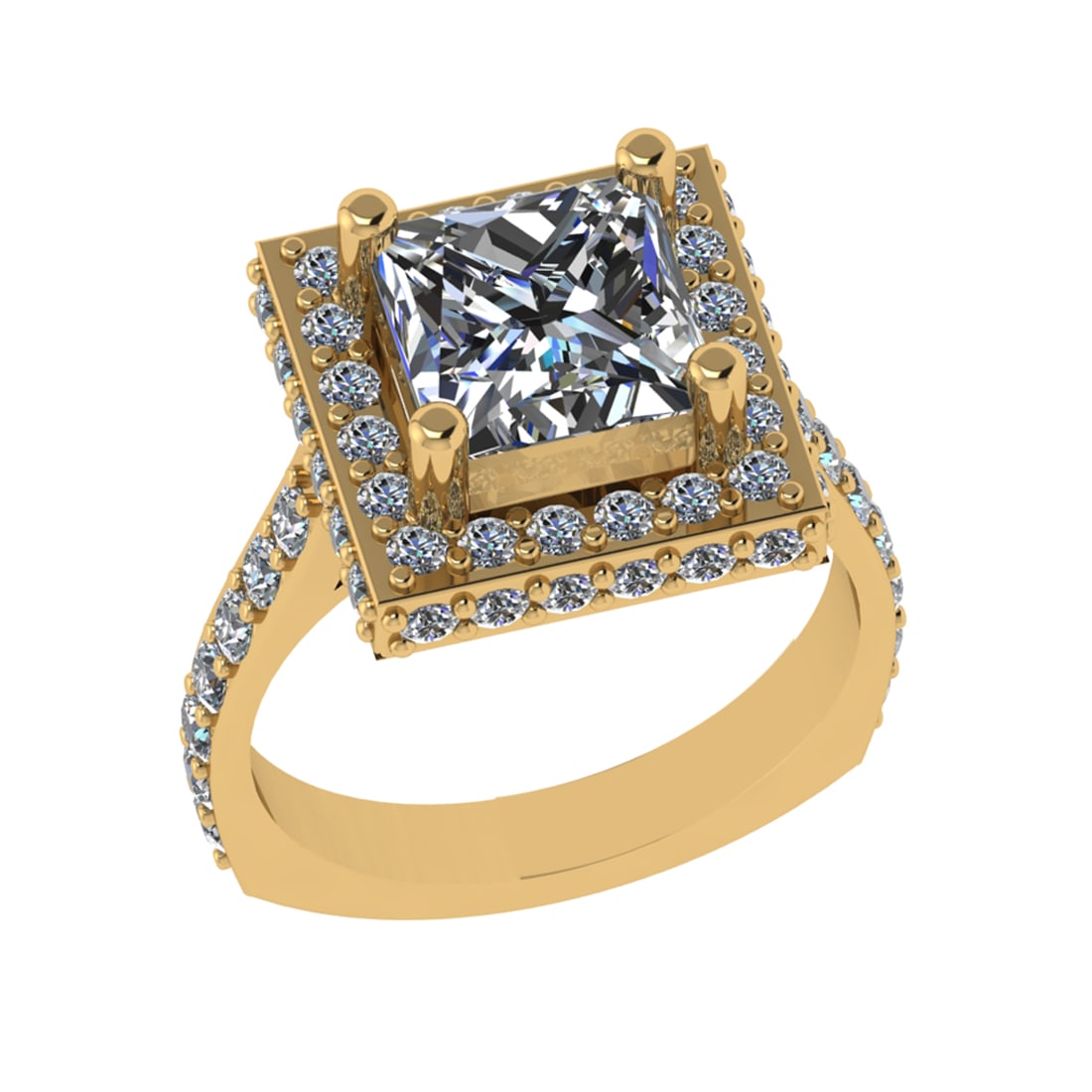 3.21 Ctw VS/SI1 Diamond 14k Yellow Gold Engagement Ring (ALL DIAMOND ARE LA: Center Diamond Weight : 1.80 Ctw ( Princess Cut ) Color :- J-K Clarity :VS/SI1 Stone Setting : Prong Side Diamond Weight Of Ctw 1.41 Ctw Side Stone Color : J-K Stone Clarity :VS/SI1 Stone Setting : Pr