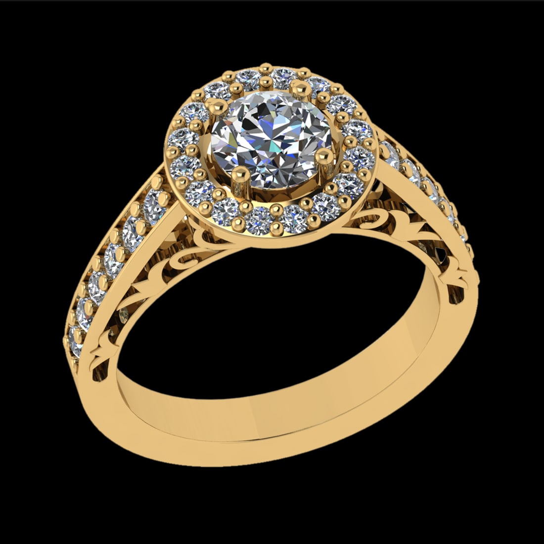1.70 Ctw VS/SI1 Diamond Prong Set 18K Yellow Gold Engagement Ring: Center Diamond Weight :-1.00 Ctw ( Round Cut) Color :- G-H Clarity : VS/SI1 Center Stone Setting : Prong Side Diamond Weight Of Ctw 0.70 Ctw Color : G-H Clarity : VS/SI1 Stone Setting : Prong Metal We
