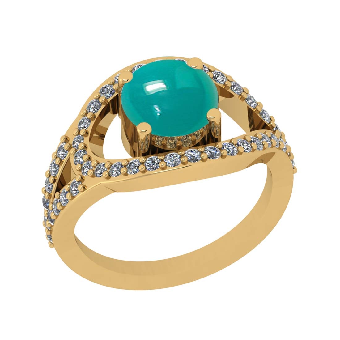 2.54 CtwVS/SI1 Emerald and Diamond 14k Yellow Gold Engagement Ring: Center Stone Weight :-2.07 Ctw ( Oval Cab) Center Stone Color :-Emerald Center Stone Setting : Prong Side Diamond Weight Of Ctw :- 0.47 Ctw Color : J-K Clarity : VS/SI1 Daimond Setting : Prong Metal W