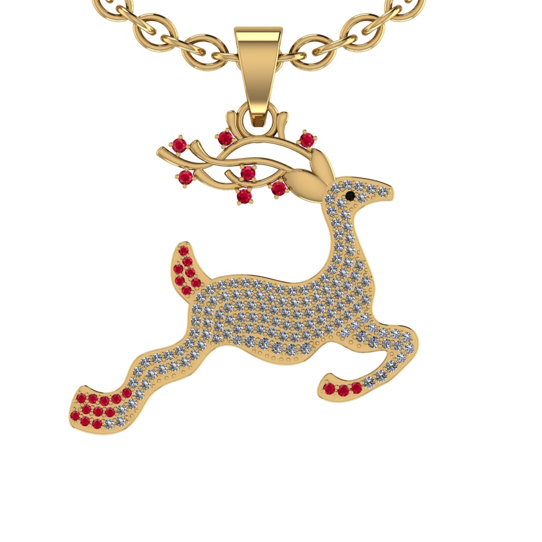 0.92 Ctw VS/SI1 Ruby and Diamond 14K Yellow Gold Hip Hop theme Necklace (AL (1 of 1)