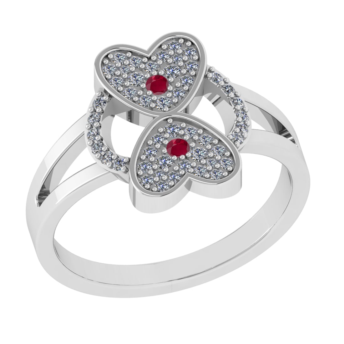 0.27 Ctw VS/SI1 Ruby and Diamond 14k white Gold Engagement Ring (ALL DIAMON (1 of 2)